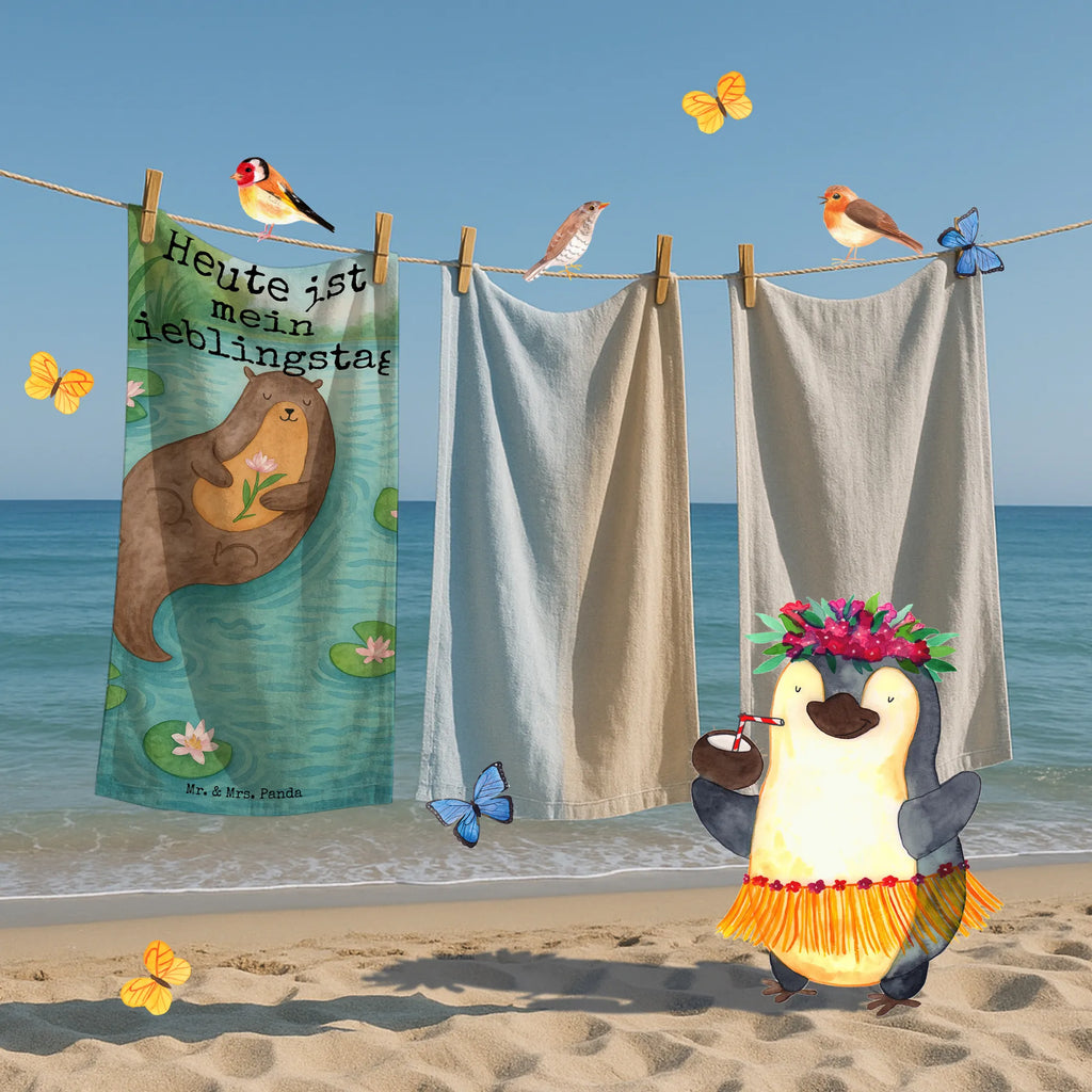 Badehandtuch Otter Seerose Design Duschtuch, Badetuch, Strandtuch, Saunatuch, Kinder Handtuch, Otter, Fischotter, Seeotter, Otter Seeotter See Otter