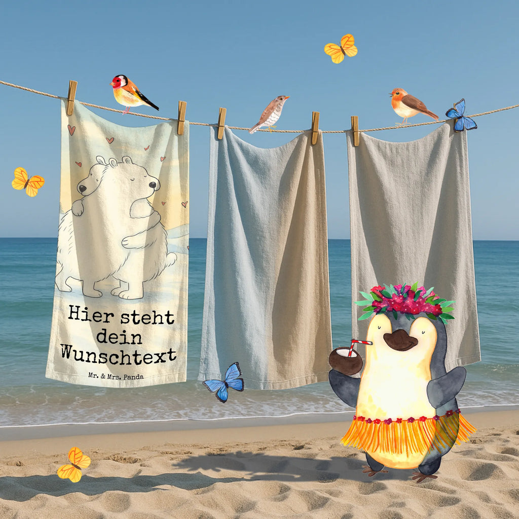 Personalized Bath Towel Icebear Embrace Design Duschtuch mit Namen, Saunatuch mit Namen, Kinder Handtuch mit Namen, Strandtuch mit Namen, Personalisiertes Badetuch, Badetuch mit Namen, Personalisiertes Handtuch, Tiermotive, Gute Laune, lustige Sprüche, Tiere