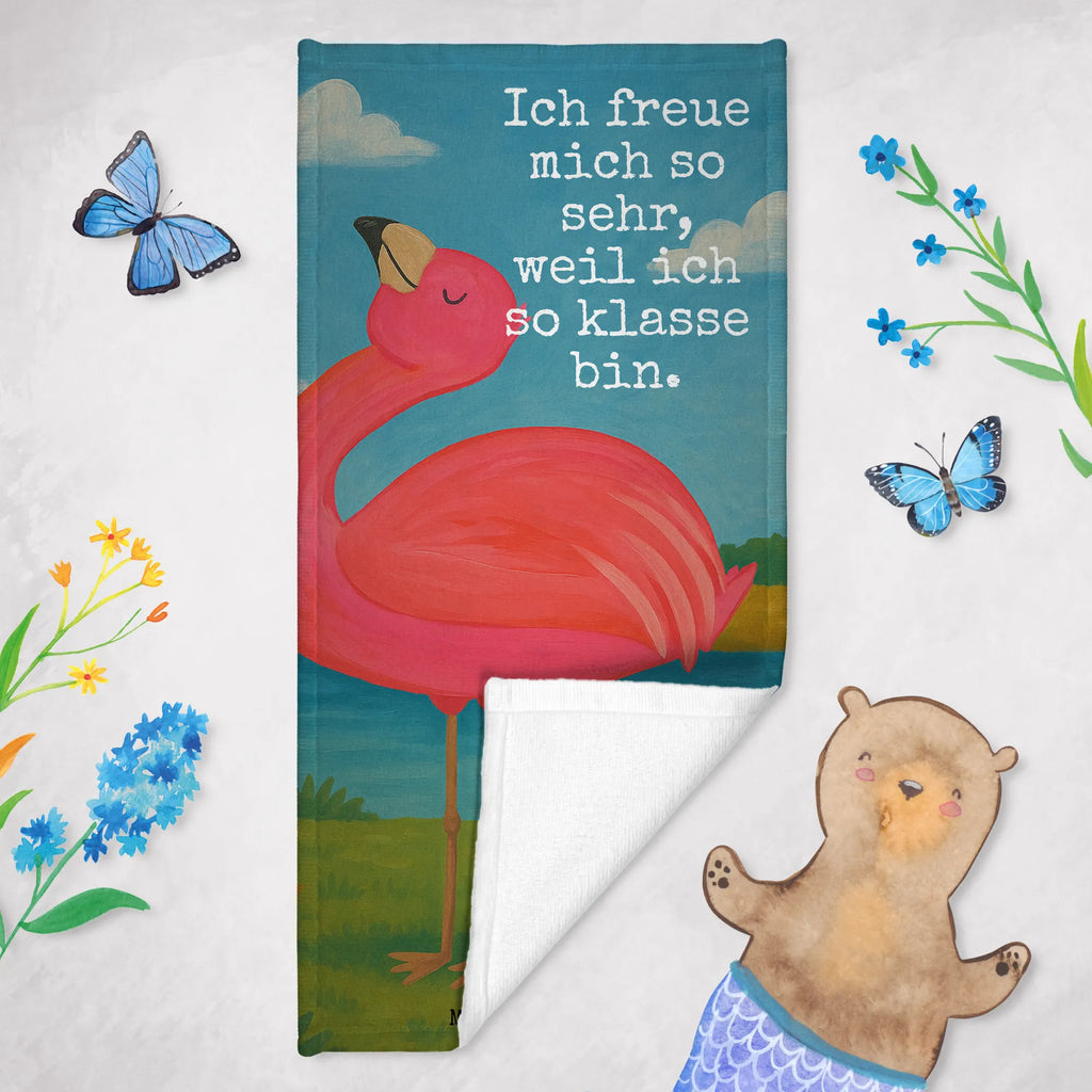 Badehandtuch Flamingo Stolz Design Duschtuch, Badetuch, Strandtuch, Saunatuch, Kinder Handtuch, Flamingo, stolz, Freude, Selbstliebe, Selbstakzeptanz, Freundin, beste Freundin, Tochter, Mama, Schwester