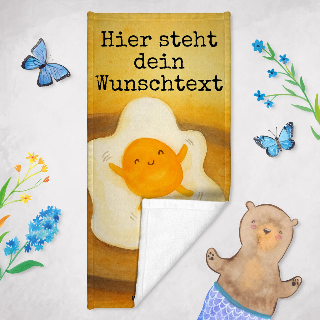 Personalized Bath Towel Fried egg egg Design Duschtuch mit Namen, Saunatuch mit Namen, Strandtuch mit Namen, Personalisiertes Badetuch, Kinder Handtuch mit Namen, Badetuch mit Namen, Personalisiertes Handtuch, Tiermotive, Gute Laune, lustige Sprüche, Tiere, Ei, Tag, Schön, Glücklich, Spiegelei, Liebe