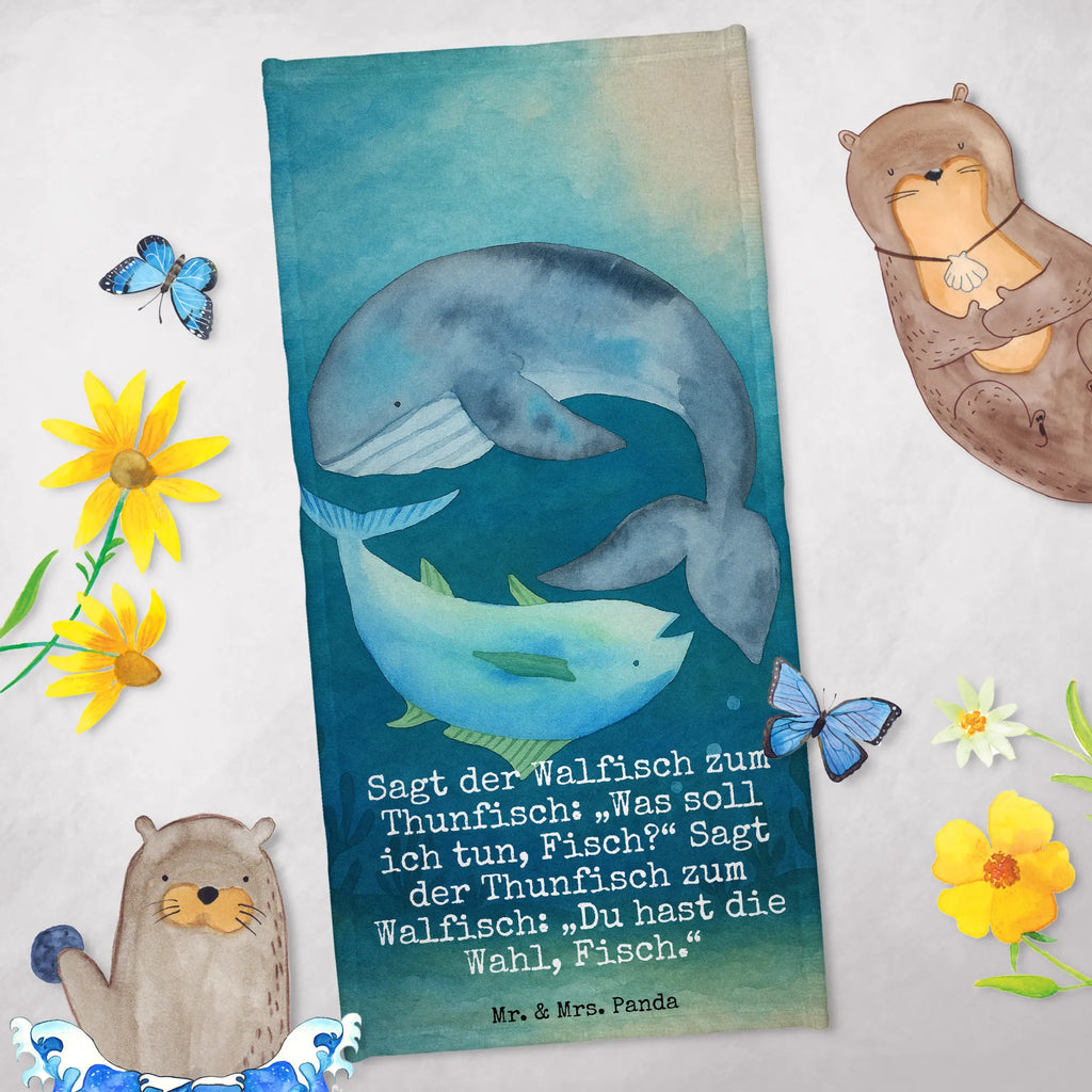 Badehandtuch Walfisch Thunfisch Design Duschtuch, Badetuch, Strandtuch, Saunatuch, Kinder Handtuch, Tiermotive, Gute Laune, lustige Sprüche, Tiere, Wal, Wahl, Tunfisch, Wortwitz lustig, Spruch lustig, Flachwitz, Witz, Spruch des Tages, Flachwitz Geschenk