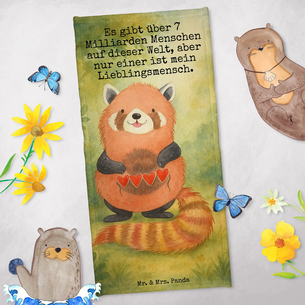 Badehandtuch Roter Panda Design Duschtuch, Badetuch, Strandtuch, Saunatuch, Kinder Handtuch, Tiermotive, Gute Laune, lustige Sprüche, Tiere, Panda, Liebe, Rot, Herz, Liebling, Lieblingsmensch