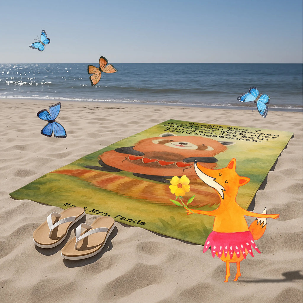 Badehandtuch Roter Panda Design Duschtuch, Badetuch, Strandtuch, Saunatuch, Kinder Handtuch, Tiermotive, Gute Laune, lustige Sprüche, Tiere, Panda, Liebe, Rot, Herz, Liebling, Lieblingsmensch