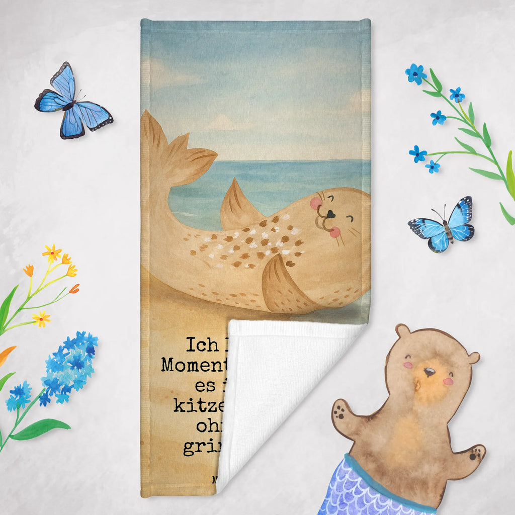 Badehandtuch Robbe Liegen Design Duschtuch, Badetuch, Strandtuch, Saunatuch, Kinder Handtuch, Tiermotive, Gute Laune, lustige Sprüche, Tiere, Robbe, Robben, Seehund, Strand, Meerestier, Ostsee, Nordsee, Lachen, Freude