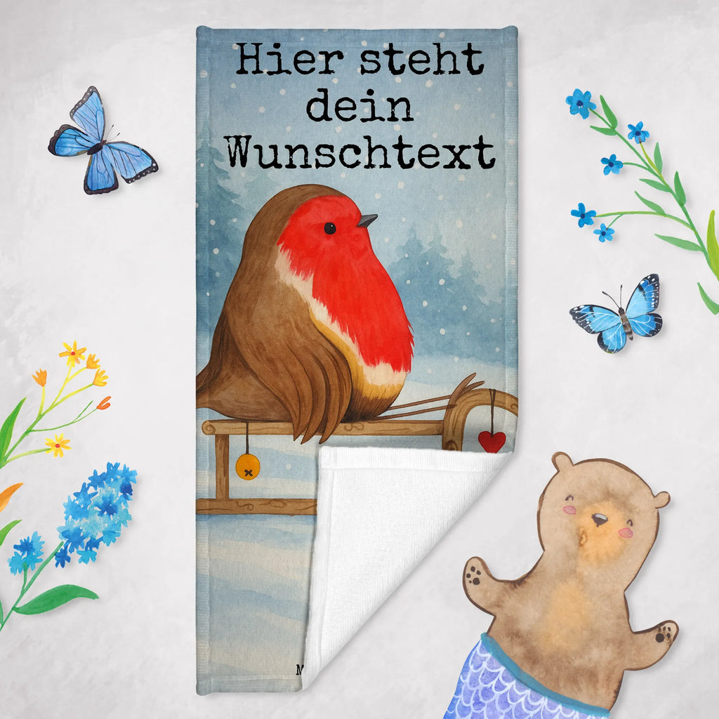 Personalized Bath Towel robin Sleds Design Saunatuch mit Namen, Kinder Handtuch mit Namen, Duschtuch mit Namen, Personalisiertes Handtuch, Personalisiertes Badetuch, Strandtuch mit Namen, Badetuch mit Namen, Winter, Weihnachten, Weihnachtsdeko, Nikolaus, Advent, Heiligabend, Wintermotiv, Schlitten, Vogel
