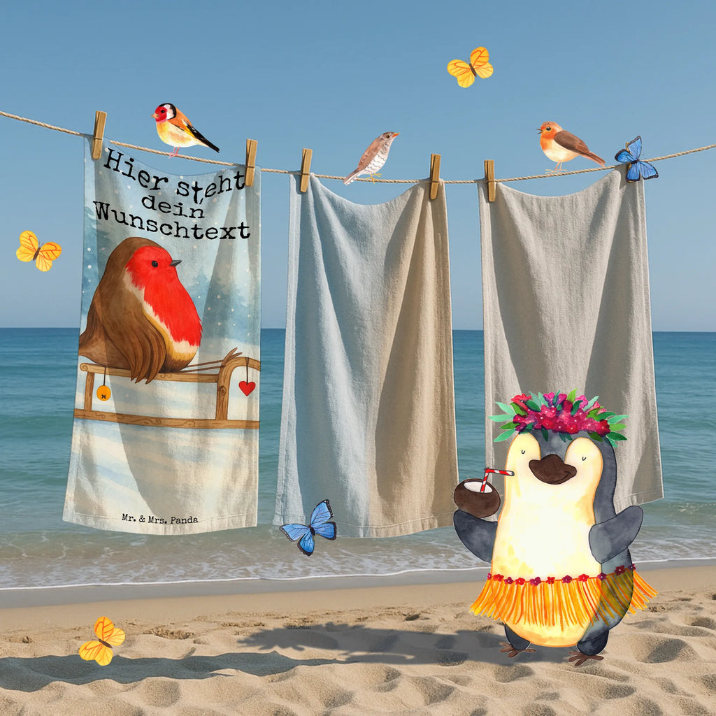 Personalized Bath Towel robin Sleds Design Saunatuch mit Namen, Kinder Handtuch mit Namen, Duschtuch mit Namen, Personalisiertes Handtuch, Personalisiertes Badetuch, Strandtuch mit Namen, Badetuch mit Namen, Winter, Weihnachten, Weihnachtsdeko, Nikolaus, Advent, Heiligabend, Wintermotiv, Schlitten, Vogel