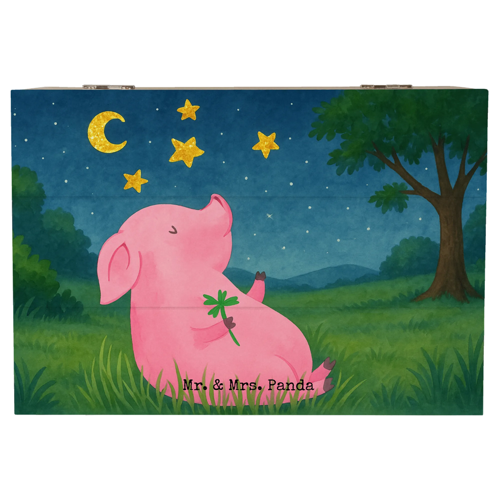 Skrzynia drewniana świnia Szczęście Design Erinnerungsbox, Holzkiste, Schatzkiste, Schatulle, Geschenkbox, Kiste, Dekokiste, Truhe, Geschenkdose, Erinnerungskiste, Aufbewahrungsbox, XXL, Tiermotive, Gute Laune, lustige Sprüche, Tiere, Motivation, Schwein, Glücksschwein. Glück, Glücksbringer, Schweinchen, Sterne, Ziele, Träume, Sernchen