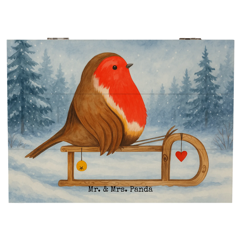 Holzkiste Rotkehlchen Schlitten Design Geschenkbox, Kiste, Dekokiste, Geschenkdose, Erinnerungsbox, Schatzkiste, XXL, Aufbewahrungsbox, Holzkiste, Erinnerungskiste, Truhe, Schatulle, Winter, Weihnachten, Weihnachtsdeko, Nikolaus, Advent, Heiligabend, Wintermotiv, Vogel, Schlitten