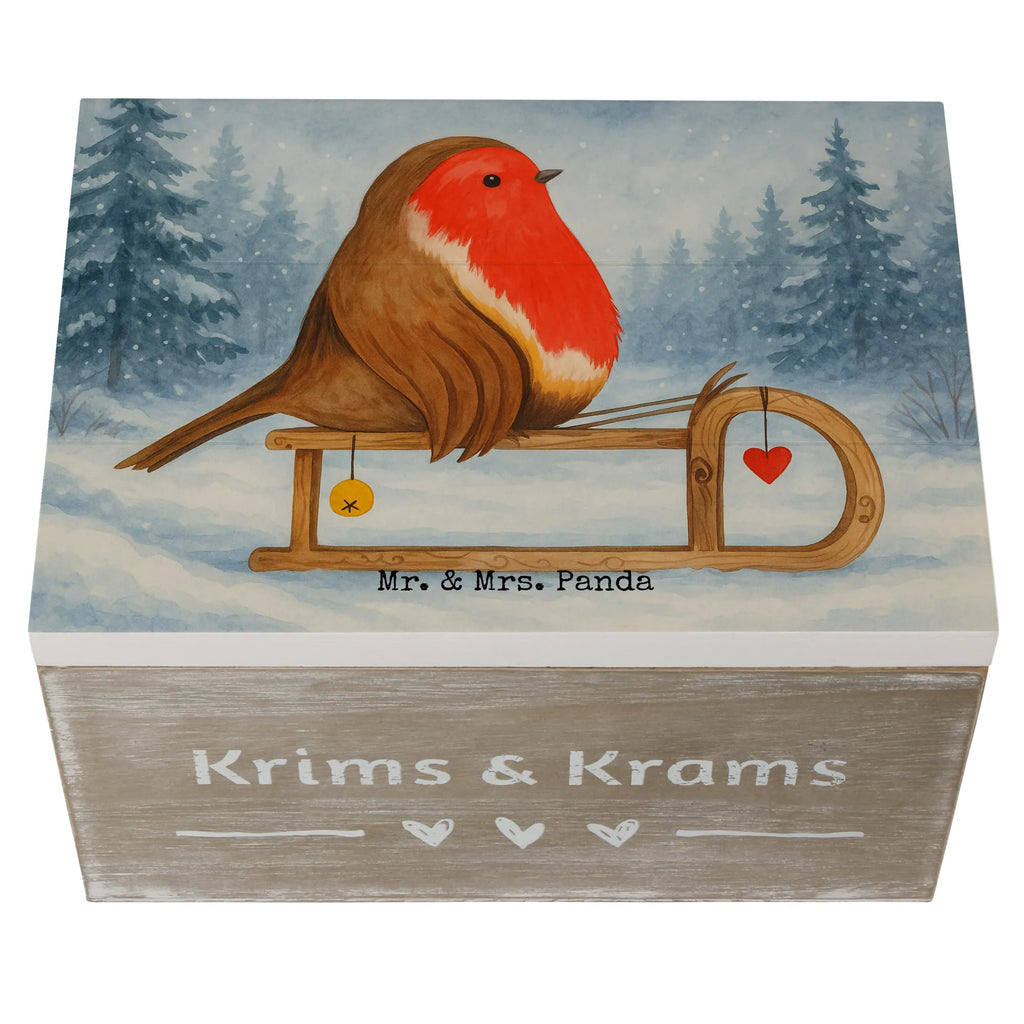 Holzkiste Rotkehlchen Schlitten Design Geschenkbox, Kiste, Dekokiste, Geschenkdose, Erinnerungsbox, Schatzkiste, XXL, Aufbewahrungsbox, Holzkiste, Erinnerungskiste, Truhe, Schatulle, Winter, Weihnachten, Weihnachtsdeko, Nikolaus, Advent, Heiligabend, Wintermotiv, Vogel, Schlitten