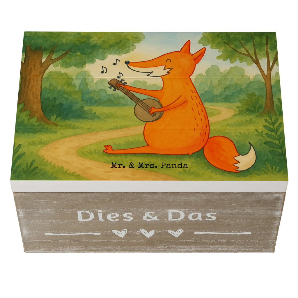 Holzkiste Fuchs Gitarre Design Schatzkiste, Schatulle, Kiste, Dekokiste, Geschenkdose, Erinnerungskiste, Holzkiste, XXL, Truhe, Aufbewahrungsbox, Erinnerungsbox, Geschenkbox, Fuchs, Füchse, Musikerin, Gitarre, Musik Spruch, Geschenk Musiker, Sängerin, Sänger