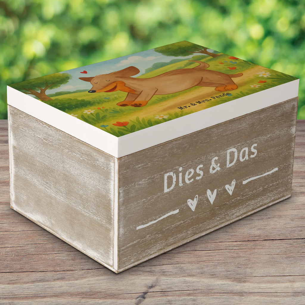 Wooden chest Dog dachshund Design Dekokiste, XXL, Erinnerungsbox, Aufbewahrungsbox, Erinnerungskiste, Kiste, Schatzkiste, Geschenkbox, Schatulle, Truhe, Holzkiste, Geschenkdose, Hund, Hundemotiv, Haustier, Hunderasse, Tierliebhaber, Hundebesitzer, Sprüche, Dachshund, Dackel, Hunde, happy dog