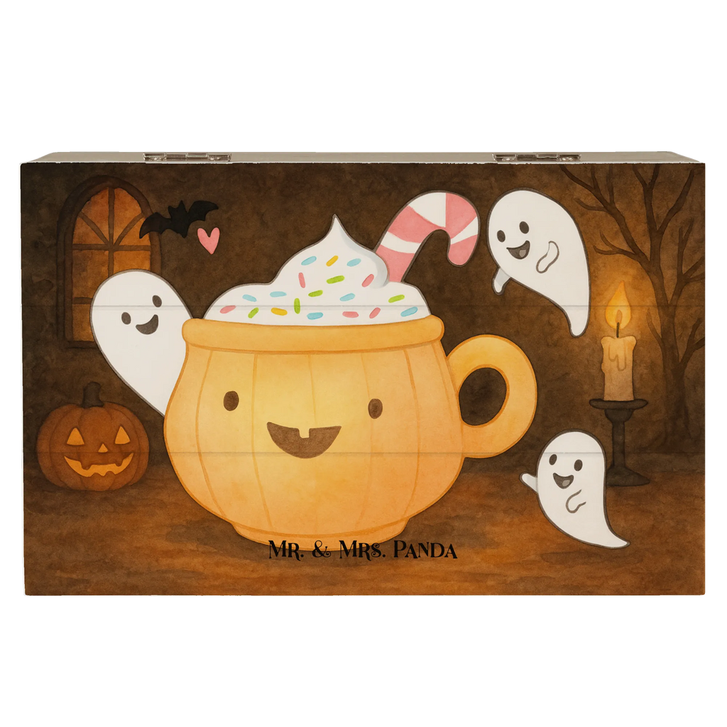 Holzkiste Kaffee Gespenst Design Erinnerungskiste, Erinnerungsbox, Schatzkiste, Kiste, Aufbewahrungsbox, Dekokiste, Holzkiste, Truhe, Geschenkbox, Geschenkdose, XXL, Schatulle, Halloween, Deko, Martinssingen, Dekoration, Geschenke, Schenken, Süßes sonst gibt's saures, Halloween Deko, Pumpkin spiced Latte, Kaffee, Gespenst, Trick or Treat