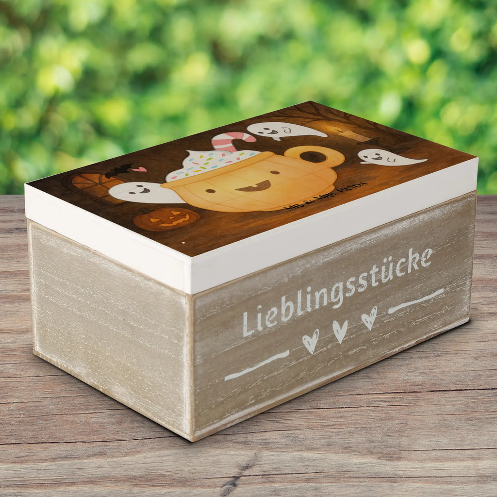 Holzkiste Kaffee Gespenst Design Erinnerungskiste, Erinnerungsbox, Schatzkiste, Kiste, Aufbewahrungsbox, Dekokiste, Holzkiste, Truhe, Geschenkbox, Geschenkdose, XXL, Schatulle, Halloween, Deko, Martinssingen, Dekoration, Geschenke, Schenken, Süßes sonst gibt's saures, Halloween Deko, Pumpkin spiced Latte, Kaffee, Gespenst, Trick or Treat
