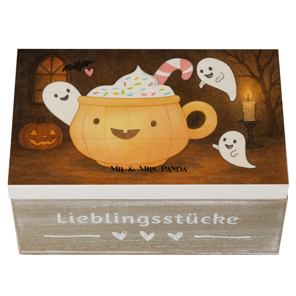 Holzkiste Kaffee Gespenst Design Erinnerungskiste, Erinnerungsbox, Schatzkiste, Kiste, Aufbewahrungsbox, Dekokiste, Holzkiste, Truhe, Geschenkbox, Geschenkdose, XXL, Schatulle, Halloween, Deko, Martinssingen, Dekoration, Geschenke, Schenken, Süßes sonst gibt's saures, Halloween Deko, Pumpkin spiced Latte, Kaffee, Gespenst, Trick or Treat