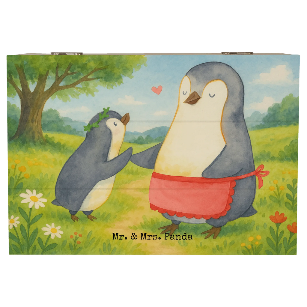 Wooden chest Penguin with child Design Aufbewahrungsbox, Dekokiste, XXL, Erinnerungskiste, Holzkiste, Erinnerungsbox, Truhe, Geschenkdose, Schatulle, Geschenkbox, Kiste, Schatzkiste, Familie, Vatertag, Muttertag, Bruder, Schwester, Mama, Papa, Oma, Opa, Mutti, Mami, Geburststag, Mutter, Geschenk