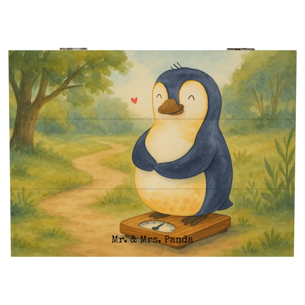 Skrzynia drewniana Pingwin dieta Design XXL, Geschenkbox, Erinnerungskiste, Holzkiste, Schatzkiste, Geschenkdose, Erinnerungsbox, Dekokiste, Truhe, Kiste, Aufbewahrungsbox, Schatulle, Pinguin, Gewicht, Körperliebe, Pinguine, Selbstrespekt, Abspecken, Motivation, Diät, Selbstliebe, Abnehmen