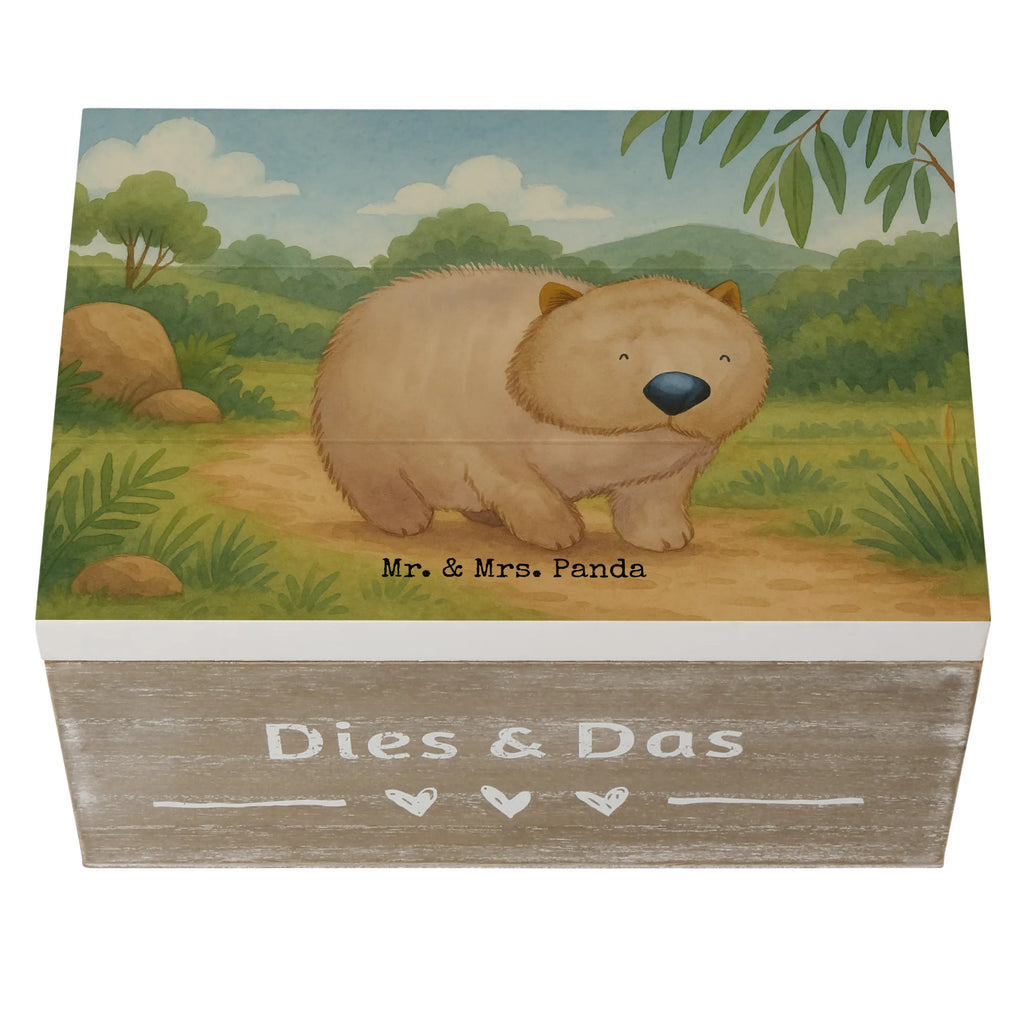 Holzkiste Wombat Design Aufbewahrungsbox, Truhe, Dekokiste, Erinnerungsbox, Erinnerungskiste, Geschenkbox, Kiste, Schatulle, Schatzkiste, Holzkiste, XXL, Geschenkdose, Tiermotive, Gute Laune, lustige Sprüche, Tiere, Australien, Das Leben ist schön, Spruch, Wombat, Motivation