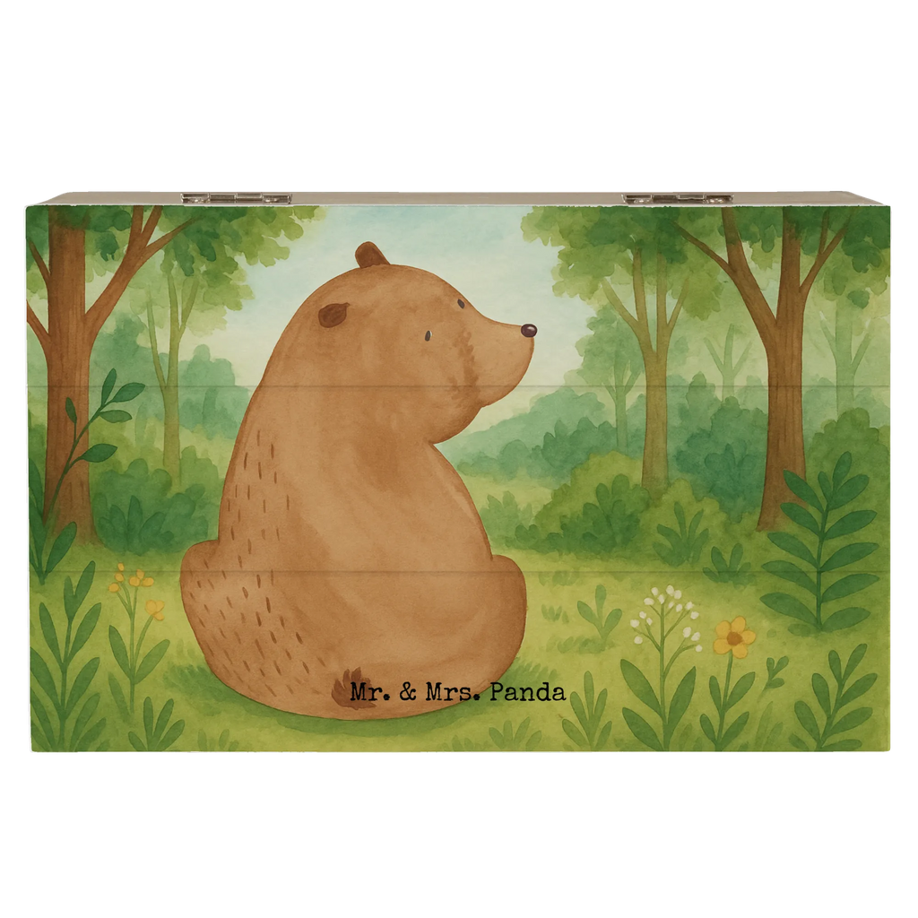 Holzkiste Bär Schulterblick Design Kiste, XXL, Schatzkiste, Erinnerungsbox, Holzkiste, Aufbewahrungsbox, Geschenkdose, Schatulle, Geschenkbox, Erinnerungskiste, Dekokiste, Truhe, Bär, Teddy, Teddybär, Weisheit, Selbstachtung, Bärenliebe, Motivation, Bären, Weltansicht