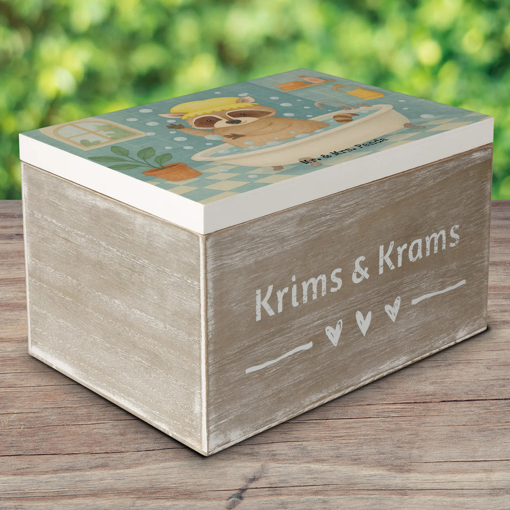 Holzkiste Waschbär Design Schatzkiste, Geschenkbox, Geschenkdose, Erinnerungsbox, Dekokiste, Kiste, XXL, Holzkiste, Erinnerungskiste, Truhe, Aufbewahrungsbox, Schatulle, Tiermotive, Gute Laune, lustige Sprüche, Tiere, Fröhlich, Waschbär, Seifenblasen, Tagträumen, waschen, Plan