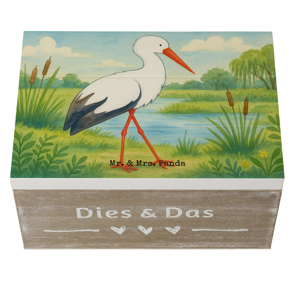 Holzkiste Storch Design Schatzkiste, Dekokiste, XXL, Geschenkdose, Erinnerungsbox, Erinnerungskiste, Holzkiste, Kiste, Geschenkbox, Aufbewahrungsbox, Truhe, Schatulle, Tiermotive, Gute Laune, lustige Sprüche, Tiere, Baby, Mutter werden, Mutter, Störche, Mütter, Storch, Babybauch, Schwanger, Schwangerschaft, Geburt