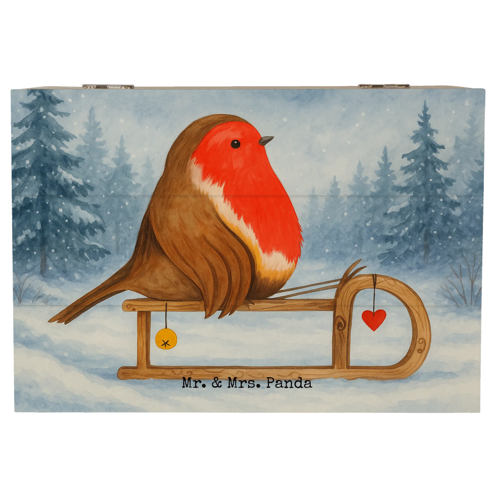 Holzkiste Rotkehlchen Schlitten Design Geschenkbox, Kiste, Dekokiste, Geschenkdose, Erinnerungsbox, Schatzkiste, XXL, Aufbewahrungsbox, Holzkiste, Erinnerungskiste, Truhe, Schatulle, Winter, Weihnachten, Weihnachtsdeko, Nikolaus, Advent, Heiligabend, Wintermotiv, Vogel, Schlitten