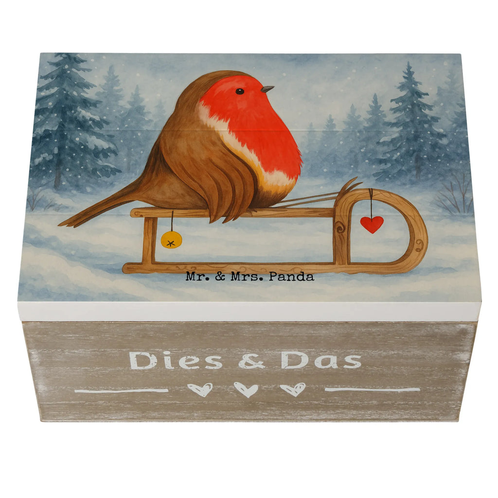 Holzkiste Rotkehlchen Schlitten Design Geschenkbox, Kiste, Dekokiste, Geschenkdose, Erinnerungsbox, Schatzkiste, XXL, Aufbewahrungsbox, Holzkiste, Erinnerungskiste, Truhe, Schatulle, Winter, Weihnachten, Weihnachtsdeko, Nikolaus, Advent, Heiligabend, Wintermotiv, Vogel, Schlitten