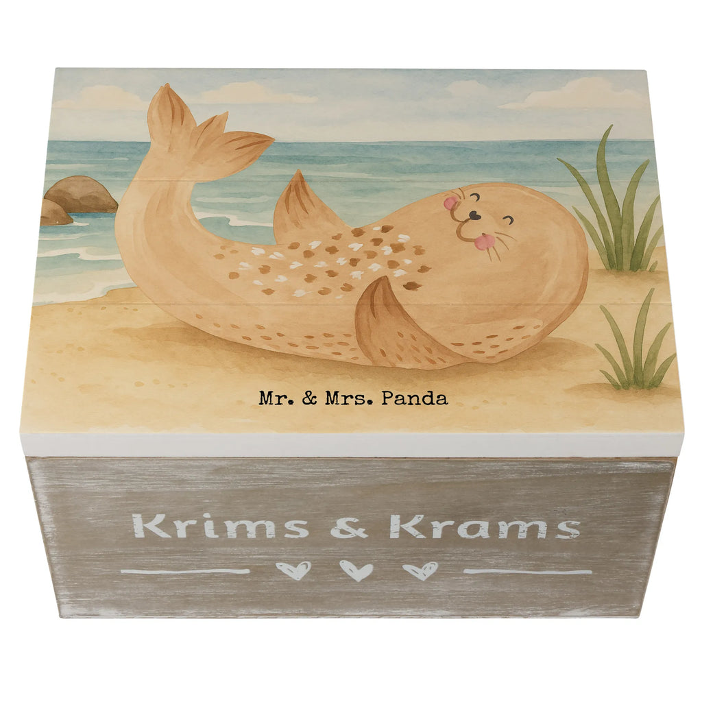 Holzkiste Robbe Liegen Design Holzkiste, Geschenkbox, XXL, Aufbewahrungsbox, Geschenkdose, Kiste, Schatzkiste, Erinnerungsbox, Dekokiste, Schatulle, Truhe, Erinnerungskiste, Tiermotive, Gute Laune, lustige Sprüche, Tiere, Lachen, Nordsee, Robbe, Robben, Meerestier, Freude, Strand, Seehund, Ostsee