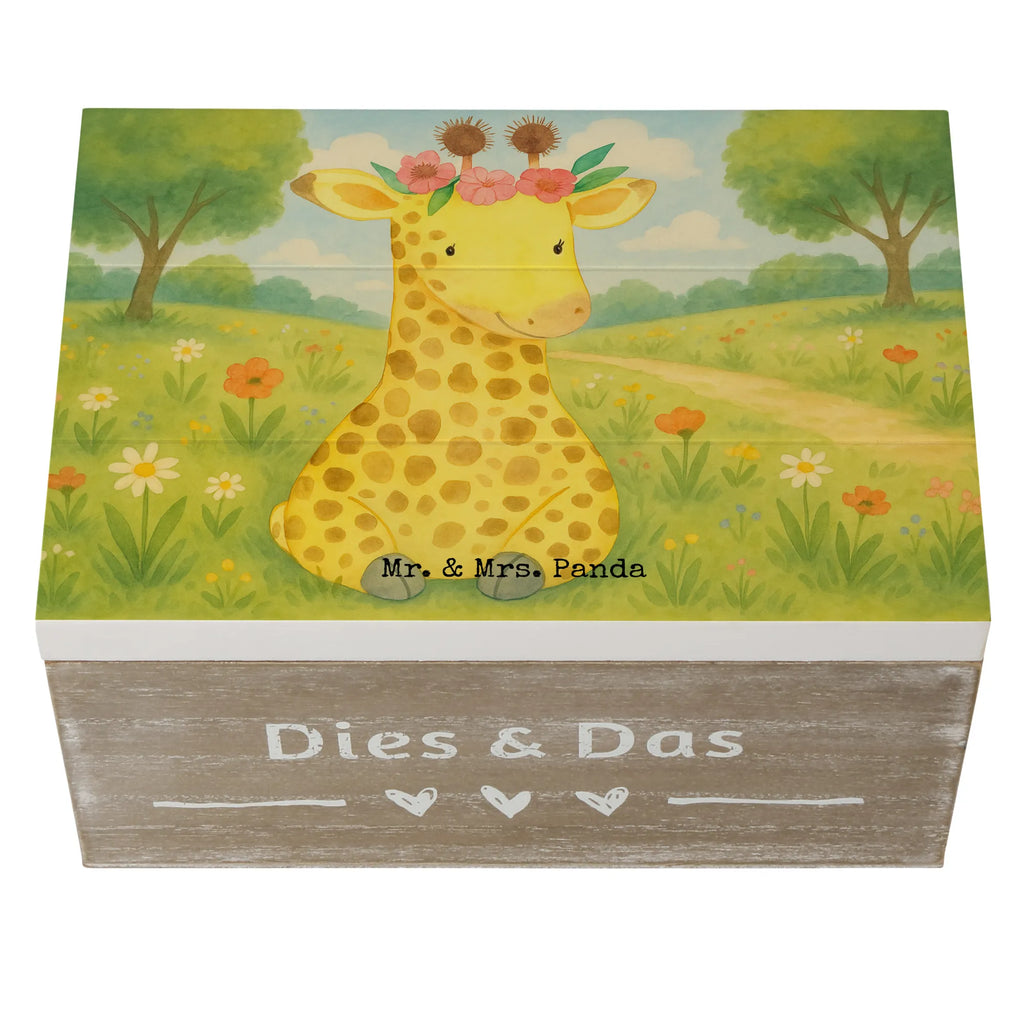 Holzkiste Giraffe Blumenkranz Design XXL, Truhe, Dekokiste, Erinnerungskiste, Kiste, Geschenkbox, Schatzkiste, Holzkiste, Erinnerungsbox, Aufbewahrungsbox, Geschenkdose, Schatulle, Afrika, Wildtiere, Giraffe, Selbstliebe, Freundin, Blumenkranz, Abenteurer