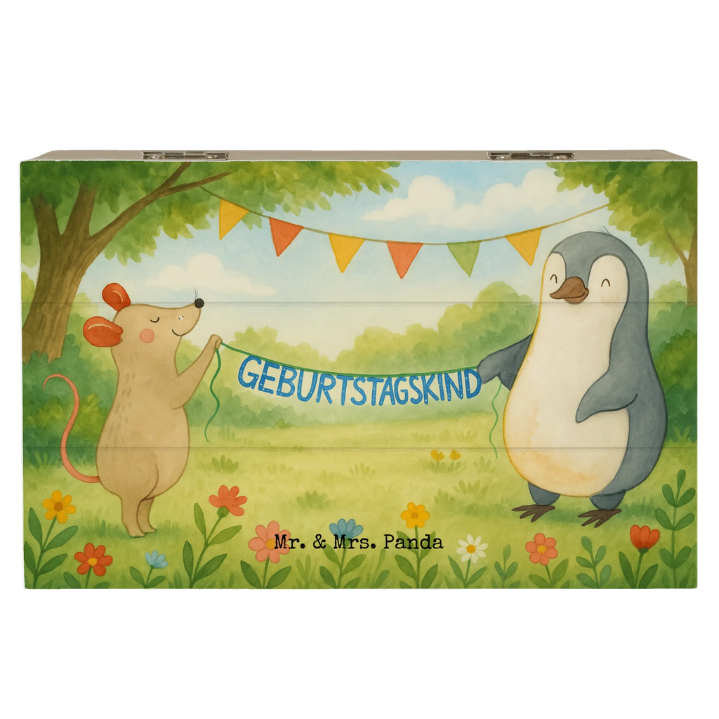 Holzkiste Maus Pinguin Geburtstag Design Schatzkiste, Erinnerungsbox, Geschenkdose, Truhe, Aufbewahrungsbox, XXL, Geschenkbox, Erinnerungskiste, Kiste, Holzkiste, Dekokiste, Schatulle, Geburtstag, Geburtstagsgeschenk, Geschenk, Geburtstagsfeier, Pinguin, Happy Birthday, Geburtstage, Maus