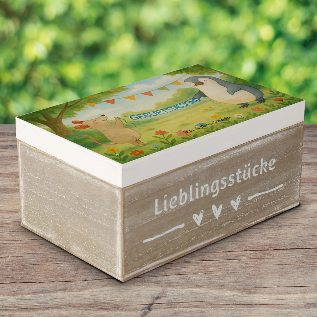 Holzkiste Maus Pinguin Geburtstag Design Schatzkiste, Erinnerungsbox, Geschenkdose, Truhe, Aufbewahrungsbox, XXL, Geschenkbox, Erinnerungskiste, Kiste, Holzkiste, Dekokiste, Schatulle, Geburtstag, Geburtstagsgeschenk, Geschenk, Geburtstagsfeier, Pinguin, Happy Birthday, Geburtstage, Maus