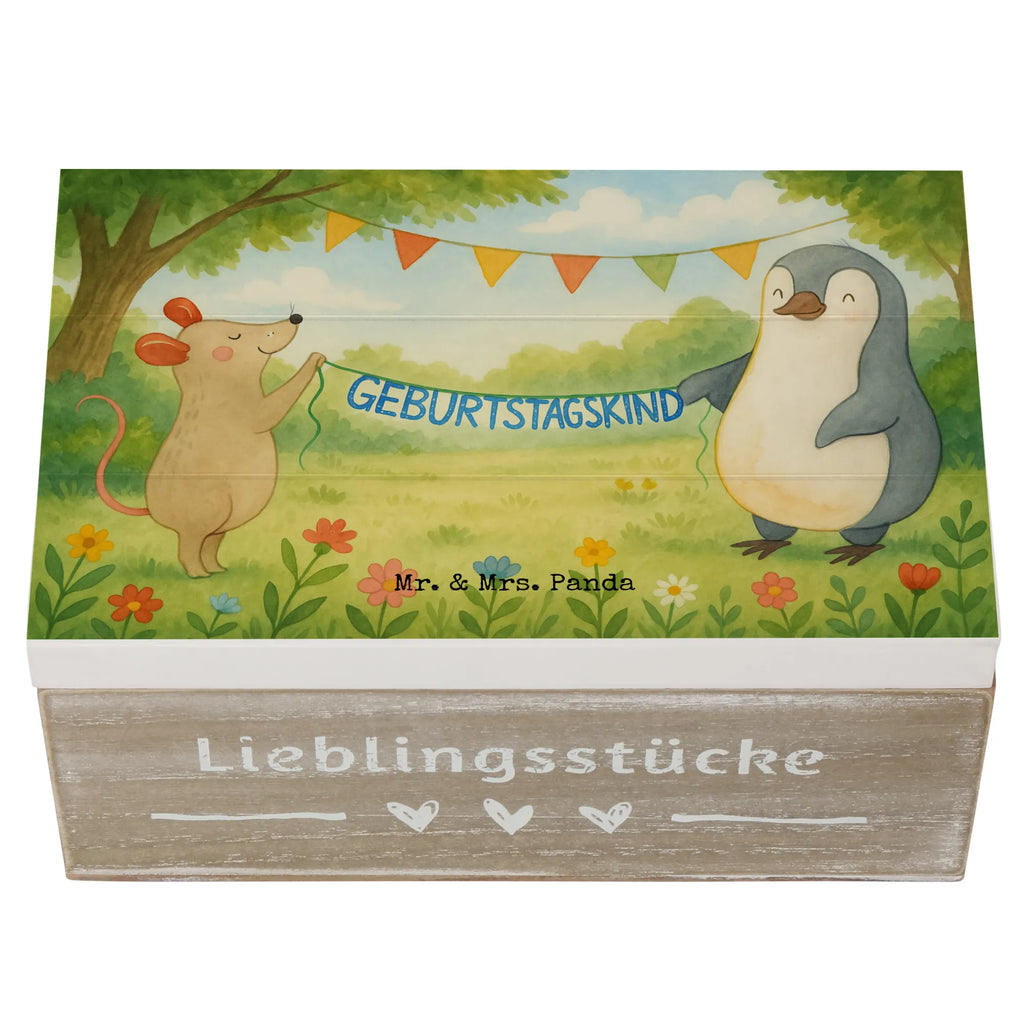 Holzkiste Maus Pinguin Geburtstag Design Schatzkiste, Erinnerungsbox, Geschenkdose, Truhe, Aufbewahrungsbox, XXL, Geschenkbox, Erinnerungskiste, Kiste, Holzkiste, Dekokiste, Schatulle, Geburtstag, Geburtstagsgeschenk, Geschenk, Geburtstagsfeier, Pinguin, Happy Birthday, Geburtstage, Maus
