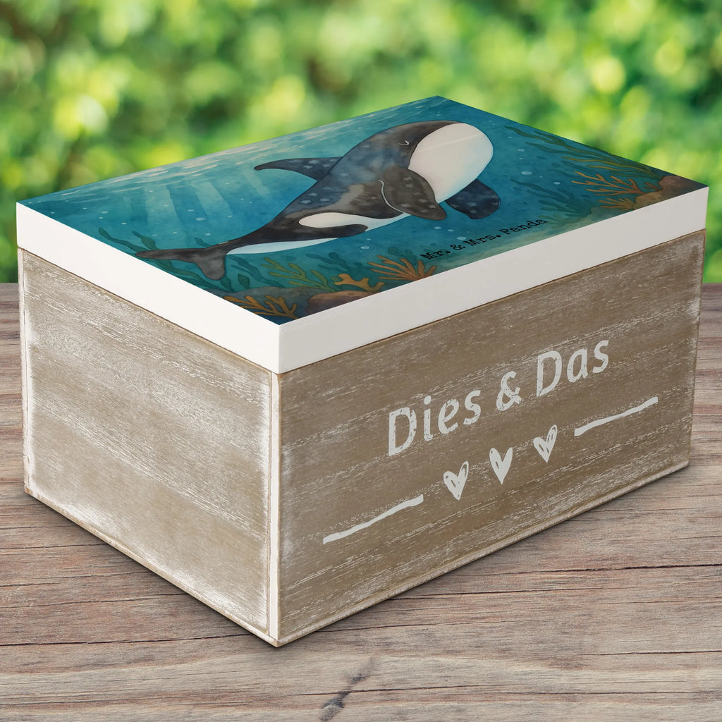 Holzkiste Orca Design Dekokiste, Kiste, Holzkiste, Schatzkiste, XXL, Erinnerungsbox, Geschenkdose, Geschenkbox, Erinnerungskiste, Schatulle, Truhe, Aufbewahrungsbox, Meerestiere, Meer, Urlaub, Motivation, Orcas, Orca, Killerwal, Möglichkeiten, Büro, Startup, Neustart, Arbeit, Wal, Selbstliebe