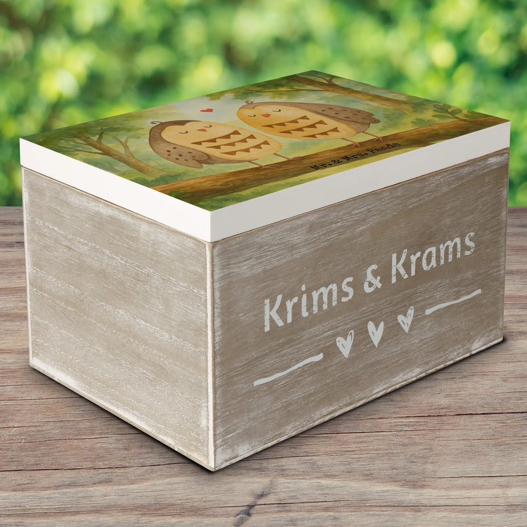 Holzkiste Eulen Liebe Design Erinnerungsbox, Geschenkbox, Kiste, Holzkiste, Schatulle, Truhe, XXL, Aufbewahrungsbox, Erinnerungskiste, Schatzkiste, Geschenkdose, Dekokiste, Eule, All you need is love, Hochzeit Spruch, Liebe, Owl, Freund, Wortspiel lustig, Eule Deko, Freundin Geschenk, Liebe Spruch