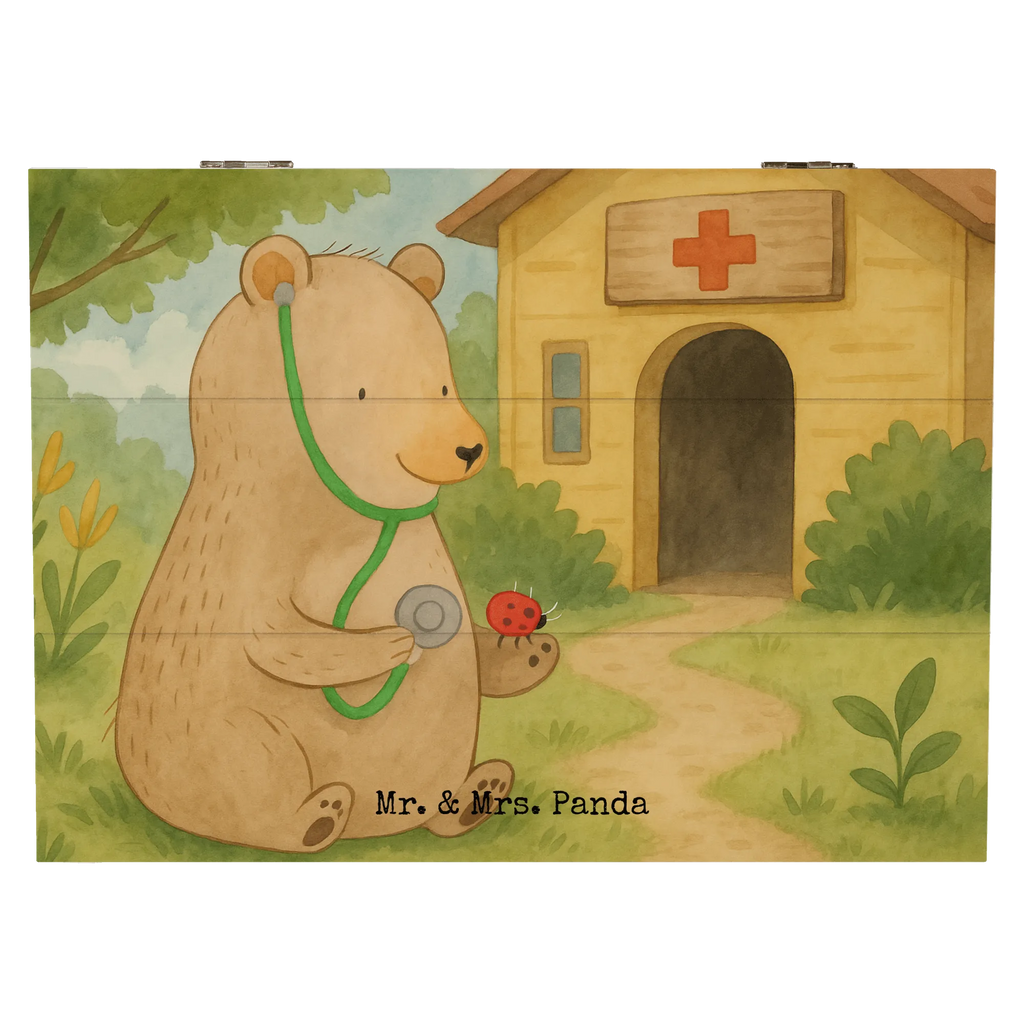 Wooden chest bear Physician Design Holzkiste, Kiste, Schatzkiste, Truhe, Schatulle, XXL, Erinnerungsbox, Erinnerungskiste, Dekokiste, Aufbewahrungsbox, Geschenkbox, Geschenkdose, Bär, Teddy, Teddybär, Arzt, Ärztin, Doktor, Professor, Doktorin, Professorin