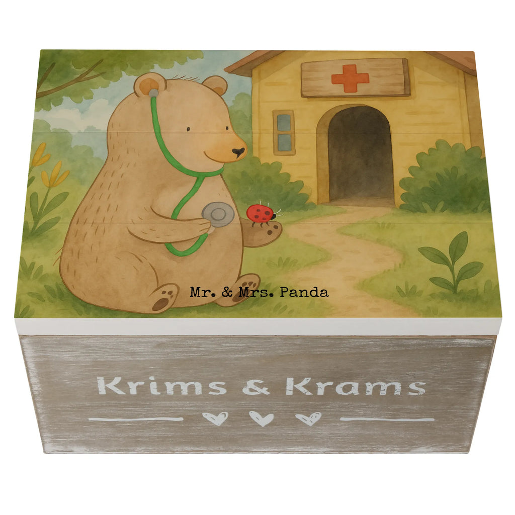 Wooden chest bear Physician Design Holzkiste, Kiste, Schatzkiste, Truhe, Schatulle, XXL, Erinnerungsbox, Erinnerungskiste, Dekokiste, Aufbewahrungsbox, Geschenkbox, Geschenkdose, Bär, Teddy, Teddybär, Arzt, Ärztin, Doktor, Professor, Doktorin, Professorin