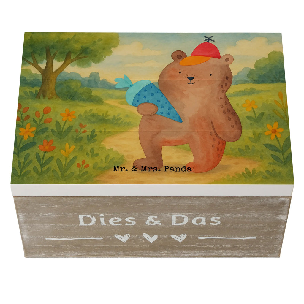 Holzkiste Bär Schultüte Design Erinnerungskiste, XXL, Schatulle, Geschenkdose, Erinnerungsbox, Aufbewahrungsbox, Truhe, Schatzkiste, Holzkiste, Kiste, Geschenkbox, Dekokiste, Bär, Teddy, Teddybär, Einschulung Geschenk, Schule Geschenk, Grundschule, Erster Schultag Geschenk, Bär Motiv, Schultüte, Schulbeginn, Schulanfang
