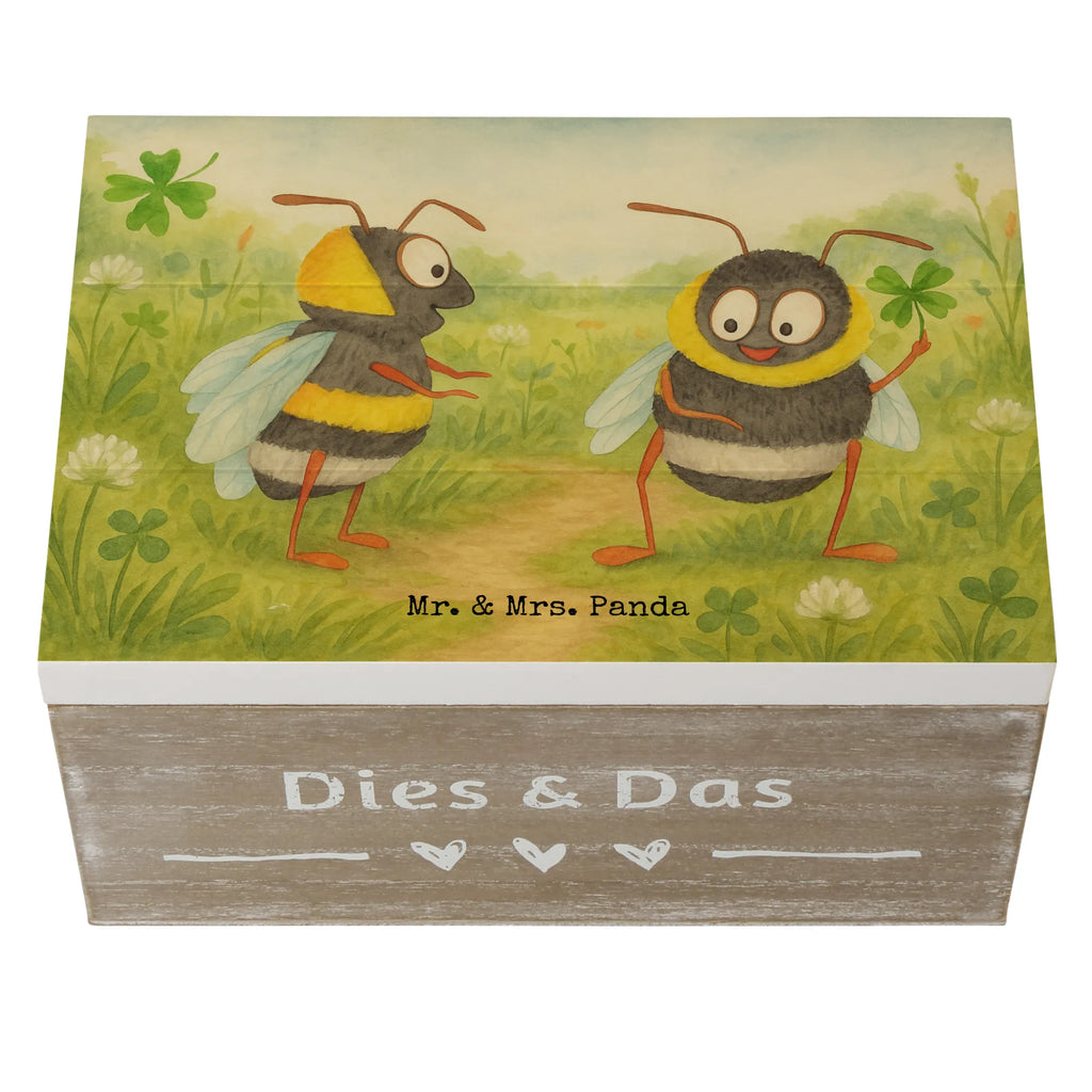 Holzkiste Hummeln Kleeblatt Design Schatzkiste, XXL, Truhe, Geschenkdose, Geschenkbox, Erinnerungsbox, Dekokiste, Holzkiste, Schatulle, Aufbewahrungsbox, Kiste, Erinnerungskiste, Tiermotive, Gute Laune, lustige Sprüche, Tiere, Biene Deko, Spruch fröhlich, Biene, glücklich werden, Spruch positiv, glücklich sein, Hummel, Spruch schön