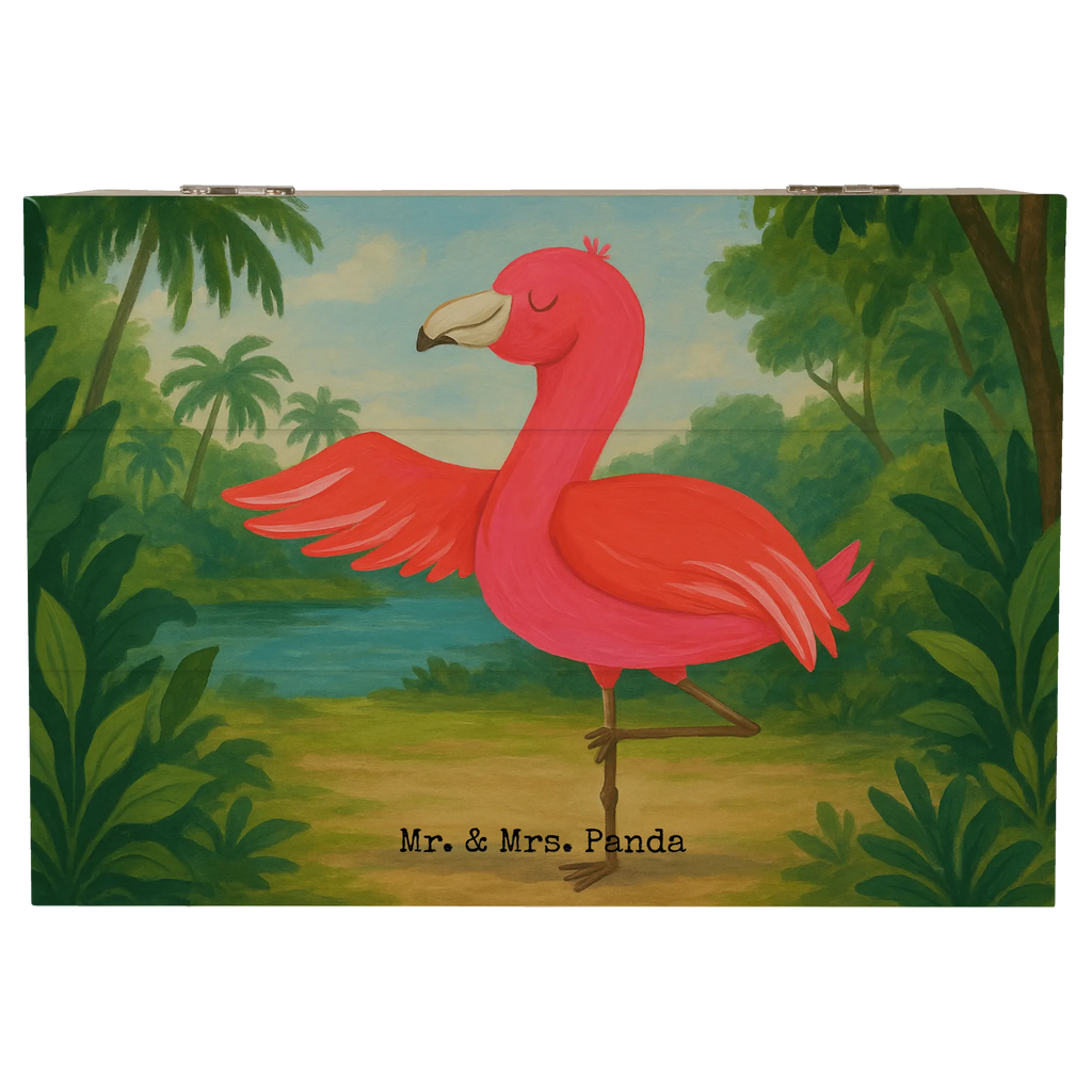 Wooden chest flamingo yoga Design Geschenkdose, Erinnerungskiste, Erinnerungsbox, Geschenkbox, XXL, Aufbewahrungsbox, Holzkiste, Dekokiste, Kiste, Schatzkiste, Truhe, Schatulle, Flamingo, Achtsamkeit, Ärger, Aufregen, Yoga-Übung, Entspannung, Vogel, Yoga, Tiefenentspannung, Namaste