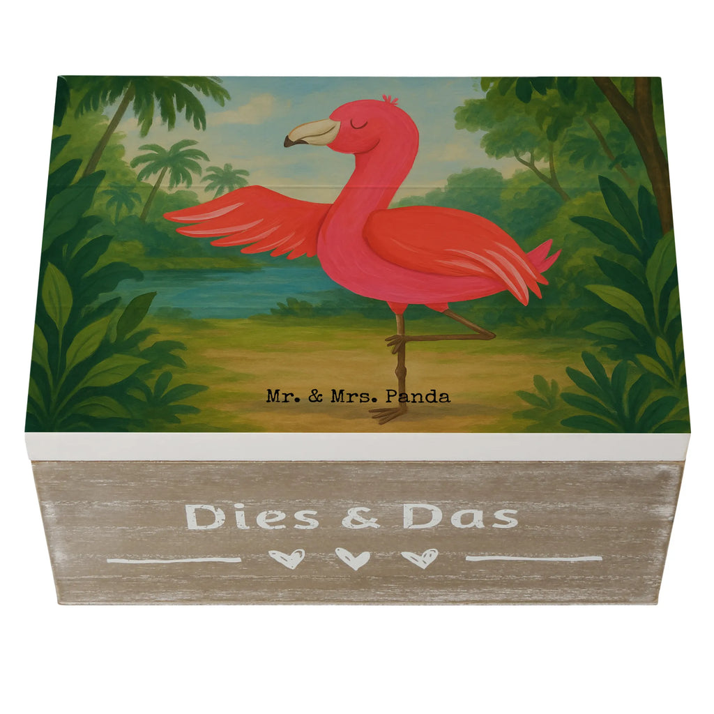 Wooden chest flamingo yoga Design Geschenkdose, Erinnerungskiste, Erinnerungsbox, Geschenkbox, XXL, Aufbewahrungsbox, Holzkiste, Dekokiste, Kiste, Schatzkiste, Truhe, Schatulle, Flamingo, Achtsamkeit, Ärger, Aufregen, Yoga-Übung, Entspannung, Vogel, Yoga, Tiefenentspannung, Namaste
