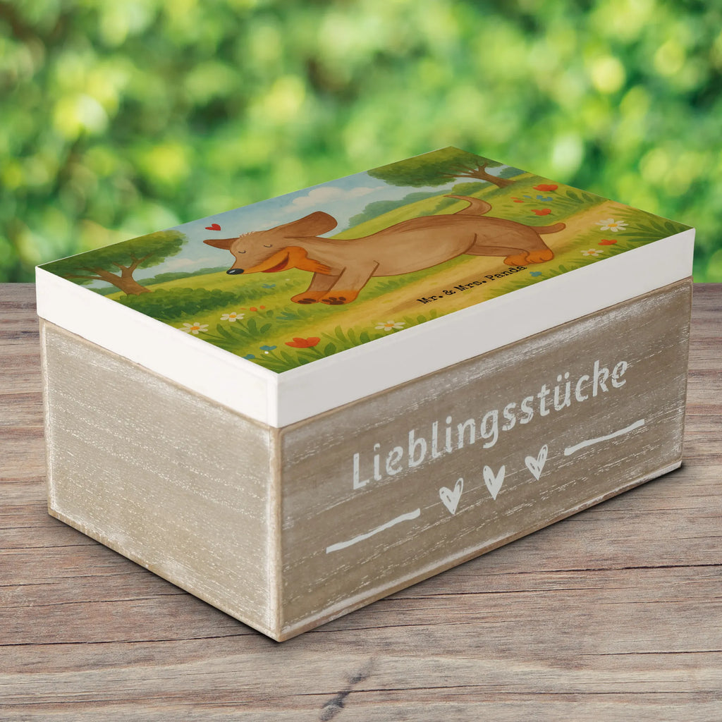 Wooden chest Dog dachshund Design Dekokiste, XXL, Erinnerungsbox, Aufbewahrungsbox, Erinnerungskiste, Kiste, Schatzkiste, Geschenkbox, Schatulle, Truhe, Holzkiste, Geschenkdose, Hund, Hundemotiv, Haustier, Hunderasse, Tierliebhaber, Hundebesitzer, Sprüche, Dachshund, Dackel, Hunde, happy dog