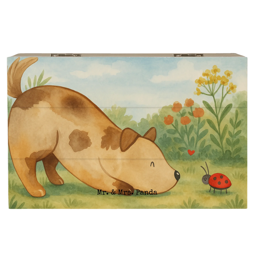 Holzkiste Hund Marienkäfer Design Geschenkbox, Kiste, Schatulle, Truhe, Schatzkiste, XXL, Holzkiste, Geschenkdose, Aufbewahrungsbox, Dekokiste, Erinnerungskiste, Erinnerungsbox, Hund, Hundemotiv, Haustier, Hunderasse, Tierliebhaber, Hundebesitzer, Sprüche, Hunde, Hundespruch, Mischlinghund, Mischling, Marienkäfer