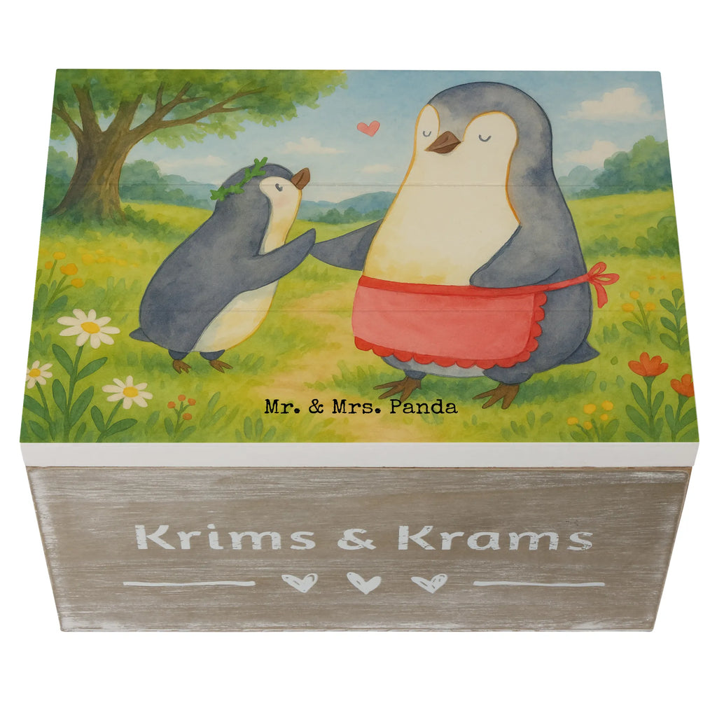 Wooden chest Penguin with child Design Aufbewahrungsbox, Dekokiste, XXL, Erinnerungskiste, Holzkiste, Erinnerungsbox, Truhe, Geschenkdose, Schatulle, Geschenkbox, Kiste, Schatzkiste, Familie, Vatertag, Muttertag, Bruder, Schwester, Mama, Papa, Oma, Opa, Mutti, Mami, Geburststag, Mutter, Geschenk