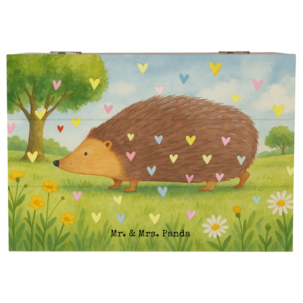 Skrzynia drewniana jeż serca Design Holzkiste, Dekokiste, Erinnerungskiste, Aufbewahrungsbox, Geschenkdose, Geschenkbox, Erinnerungsbox, Kiste, Schatzkiste, XXL, Truhe, Schatulle, Tiermotive, Gute Laune, lustige Sprüche, Tiere, Vertrauen, Igel, Liebe, Kuss, Leben, Herz, Herzen