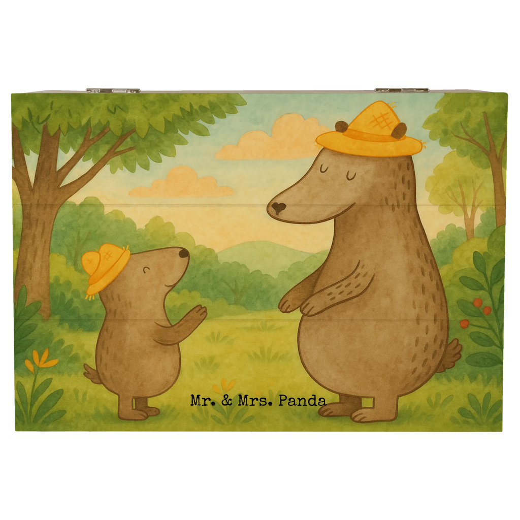 Skrzynia drewniana Niedźwiedzie z kapeluszami Design Schatzkiste, Erinnerungsbox, Erinnerungskiste, Geschenkdose, Schatulle, Geschenkbox, Truhe, Aufbewahrungsbox, Kiste, Dekokiste, XXL, Holzkiste, Familie, Vatertag, Muttertag, Bruder, Schwester, Mama, Papa, Oma, Opa, Vorbild, Söhne, Kind, Daddy, Paps, Vater, Family, Kinder, Bär, Lieblingsmensch, Sohn, Papi, Vater-Sohn, Dad, Bären