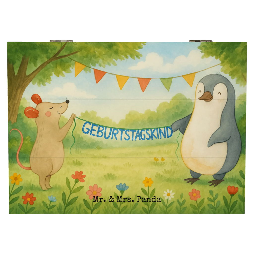 Holzkiste Maus Pinguin Geburtstag Design Schatzkiste, Erinnerungsbox, Geschenkdose, Truhe, Aufbewahrungsbox, XXL, Geschenkbox, Erinnerungskiste, Kiste, Holzkiste, Dekokiste, Schatulle, Geburtstag, Geburtstagsgeschenk, Geschenk, Geburtstagsfeier, Pinguin, Happy Birthday, Geburtstage, Maus