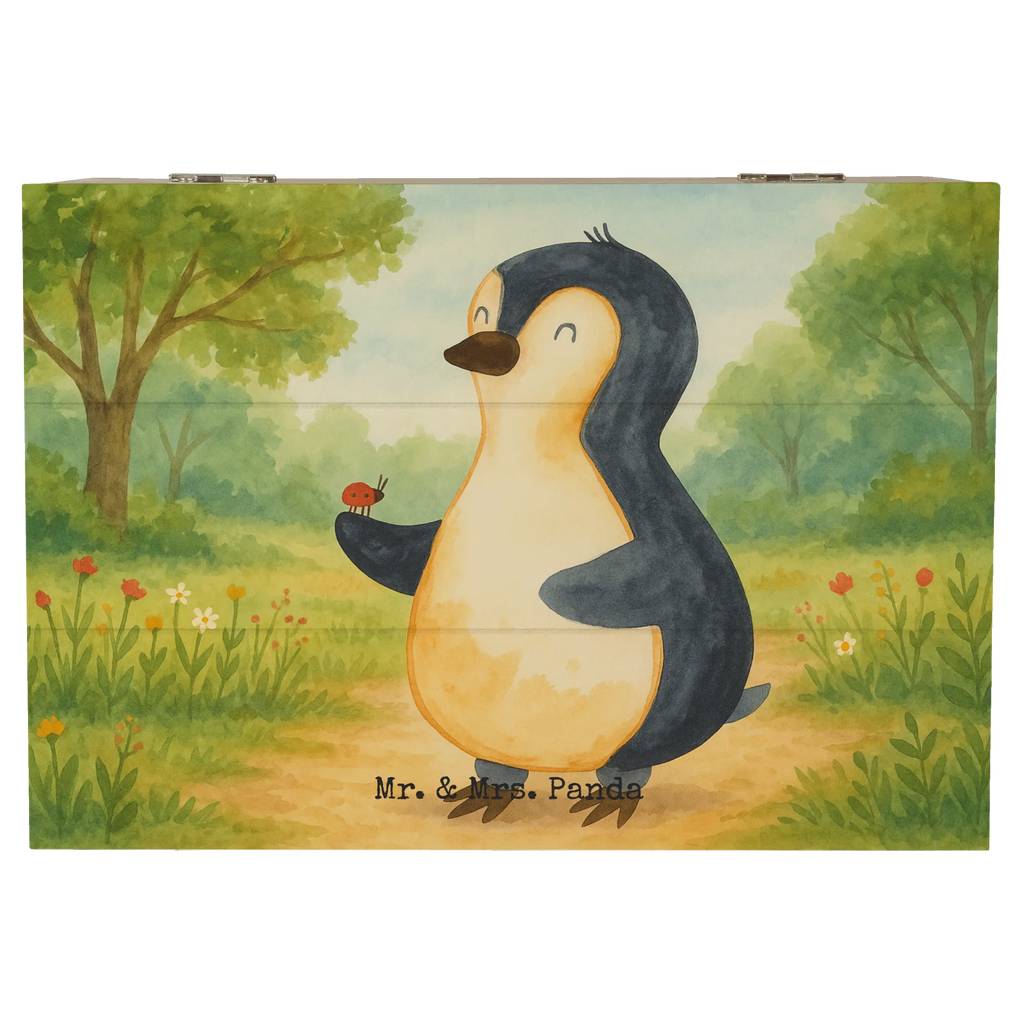 Holzkiste Pinguin Marienkäfer Design Geschenkbox, Geschenkdose, Erinnerungskiste, Schatulle, Aufbewahrungsbox, Erinnerungsbox, Truhe, Kiste, Schatzkiste, Dekokiste, Holzkiste, XXL, Pinguin, Lebensfreude, Marienkäfer, Wunder, Freude, Pinguine, Glück, Liebe