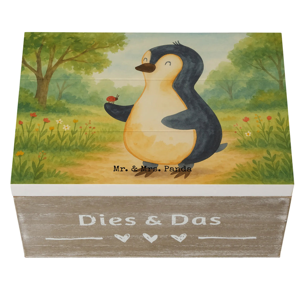 Holzkiste Pinguin Marienkäfer Design Geschenkbox, Geschenkdose, Erinnerungskiste, Schatulle, Aufbewahrungsbox, Erinnerungsbox, Truhe, Kiste, Schatzkiste, Dekokiste, Holzkiste, XXL, Pinguin, Lebensfreude, Marienkäfer, Wunder, Freude, Pinguine, Glück, Liebe