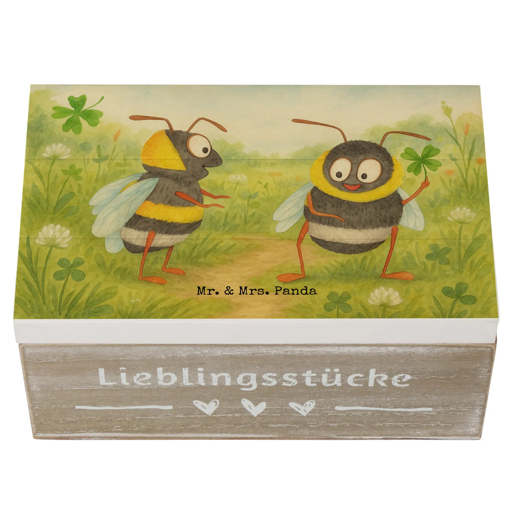 Holzkiste Hummeln Kleeblatt Design Schatzkiste, XXL, Truhe, Geschenkdose, Geschenkbox, Erinnerungsbox, Dekokiste, Holzkiste, Schatulle, Aufbewahrungsbox, Kiste, Erinnerungskiste, Tiermotive, Gute Laune, lustige Sprüche, Tiere, Biene Deko, Spruch fröhlich, Biene, glücklich werden, Spruch positiv, glücklich sein, Hummel, Spruch schön