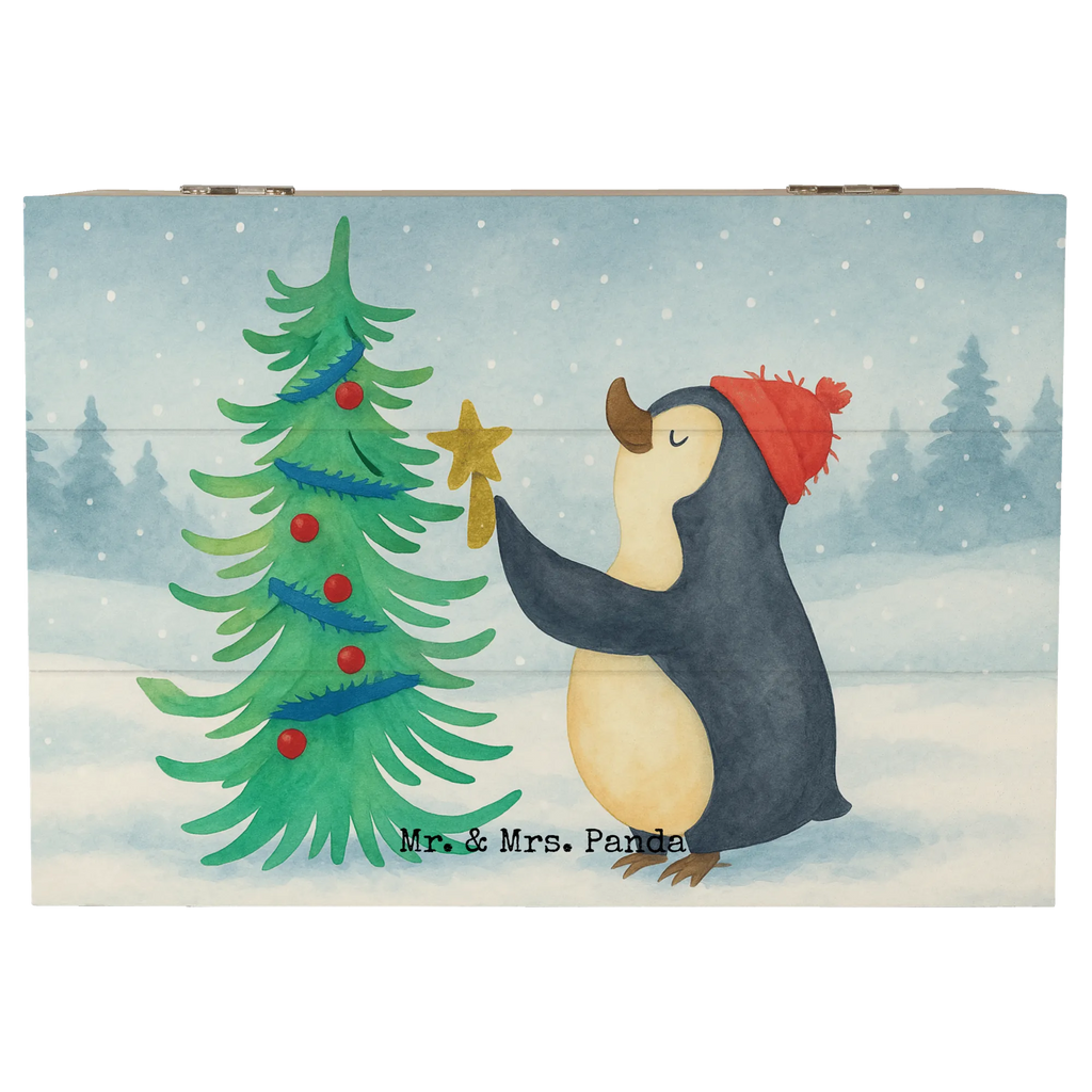 Holzkiste Pinguin Weihnachtsbaum Design Erinnerungskiste, Aufbewahrungsbox, Truhe, Geschenkdose, Dekokiste, Geschenkbox, Kiste, Schatzkiste, Schatulle, XXL, Holzkiste, Erinnerungsbox, Winter, Weihnachten, Weihnachtsdeko, Nikolaus, Advent, Heiligabend, Wintermotiv, Pinguin