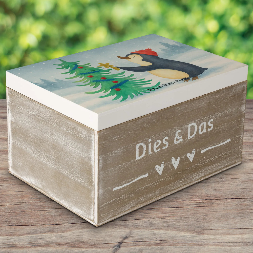 Holzkiste Pinguin Weihnachtsbaum Design Erinnerungskiste, Aufbewahrungsbox, Truhe, Geschenkdose, Dekokiste, Geschenkbox, Kiste, Schatzkiste, Schatulle, XXL, Holzkiste, Erinnerungsbox, Winter, Weihnachten, Weihnachtsdeko, Nikolaus, Advent, Heiligabend, Wintermotiv, Pinguin